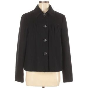 Banana Republic sz M black wool blend button up lined collared dress jacket coat